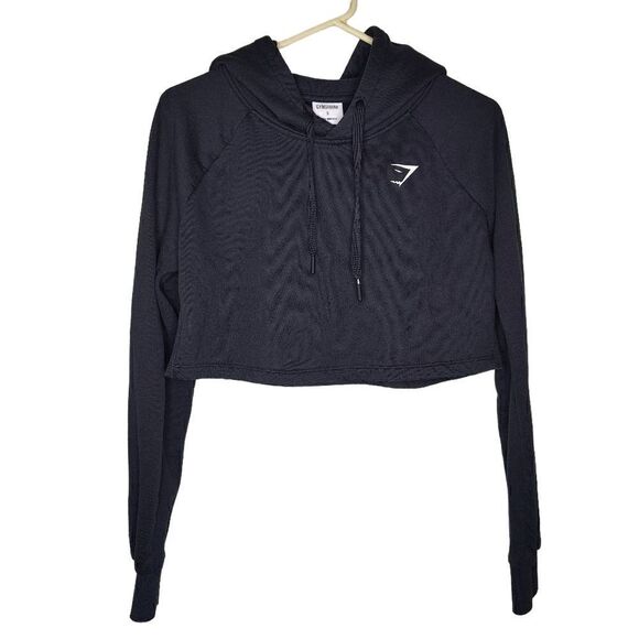 Gymshark Athletic Cropped Hoodie with Logo Front - Picture 1 of 7